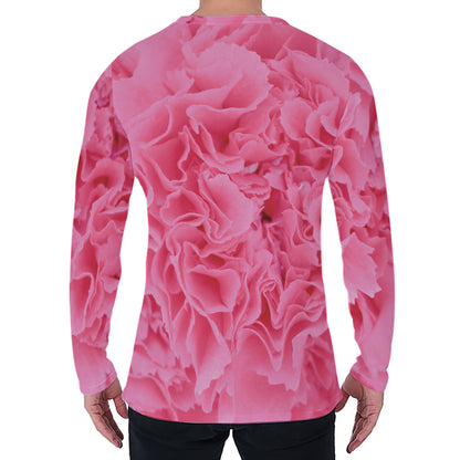 Pink Carnation Flower Print Men's Long Sleeve T-Shirt