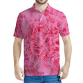 Pink Carnation Flower Print Men's Polo Shirt
