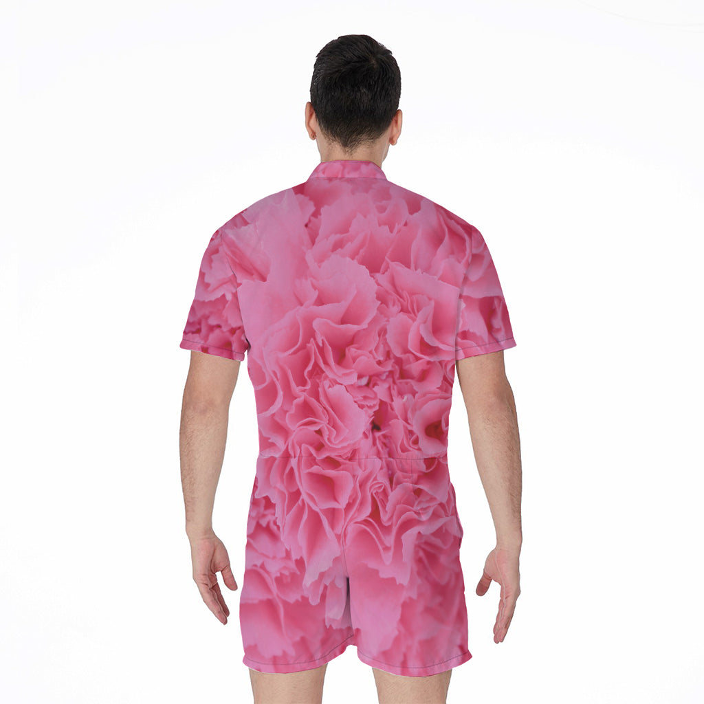 Pink Carnation Flower Print Men's Rompers