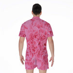 Pink Carnation Flower Print Men's Rompers