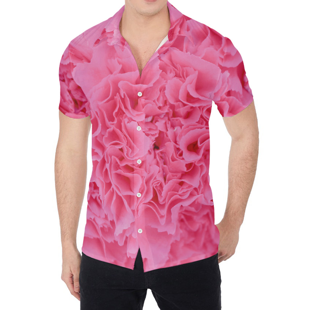 Pink Carnation Flower Print Men's Shirt