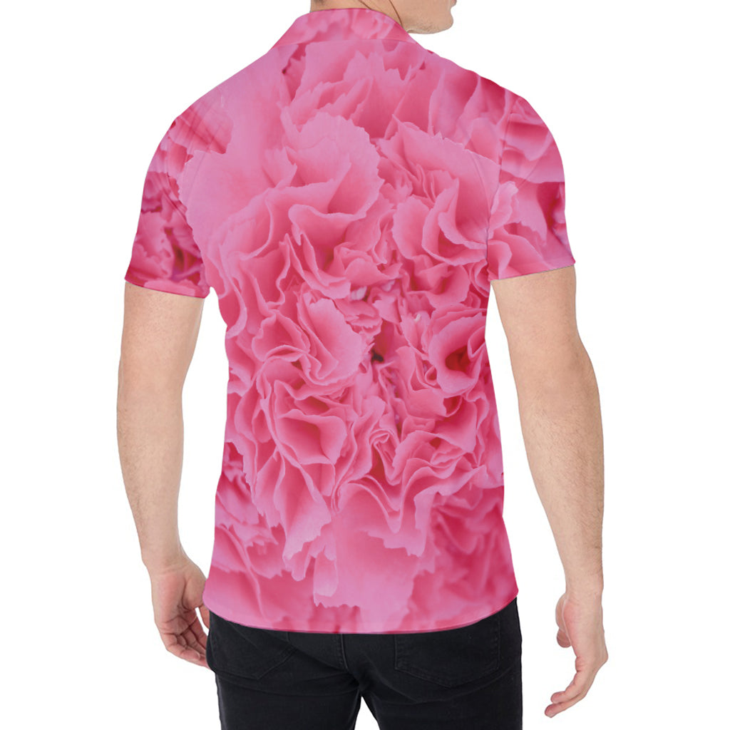 Pink Carnation Flower Print Men's Shirt