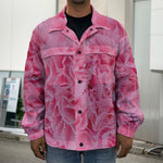 Pink Carnation Flower Print Men's Shirt Jacket