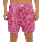 Pink Carnation Flower Print Men's Split Running Shorts