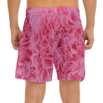 Pink Carnation Flower Print Men's Split Running Shorts