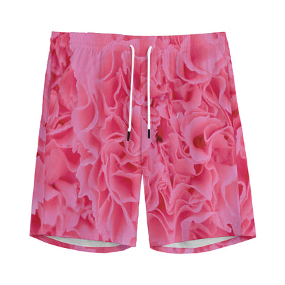 Pink Carnation Flower Print Men's Sports Shorts