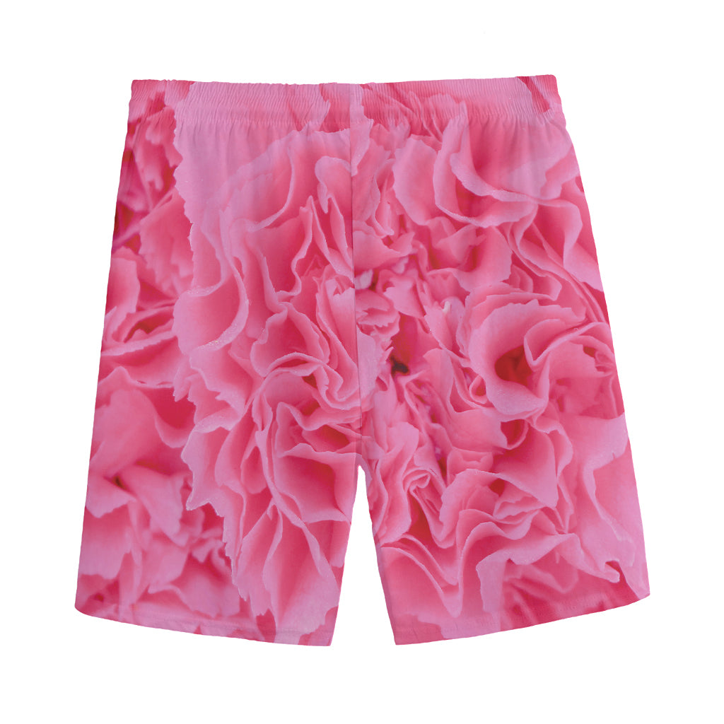 Pink Carnation Flower Print Men's Sports Shorts
