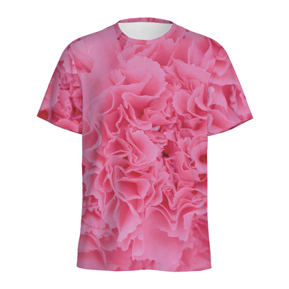 Pink Carnation Flower Print Men's Sports T-Shirt