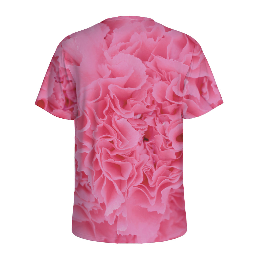 Pink Carnation Flower Print Men's Sports T-Shirt