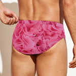 Pink Carnation Flower Print Men's Swim Briefs