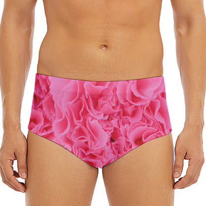 Pink Carnation Flower Print Men's Triangle Swim Briefs