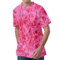 Pink Carnation Flower Print Men's Velvet T-Shirt