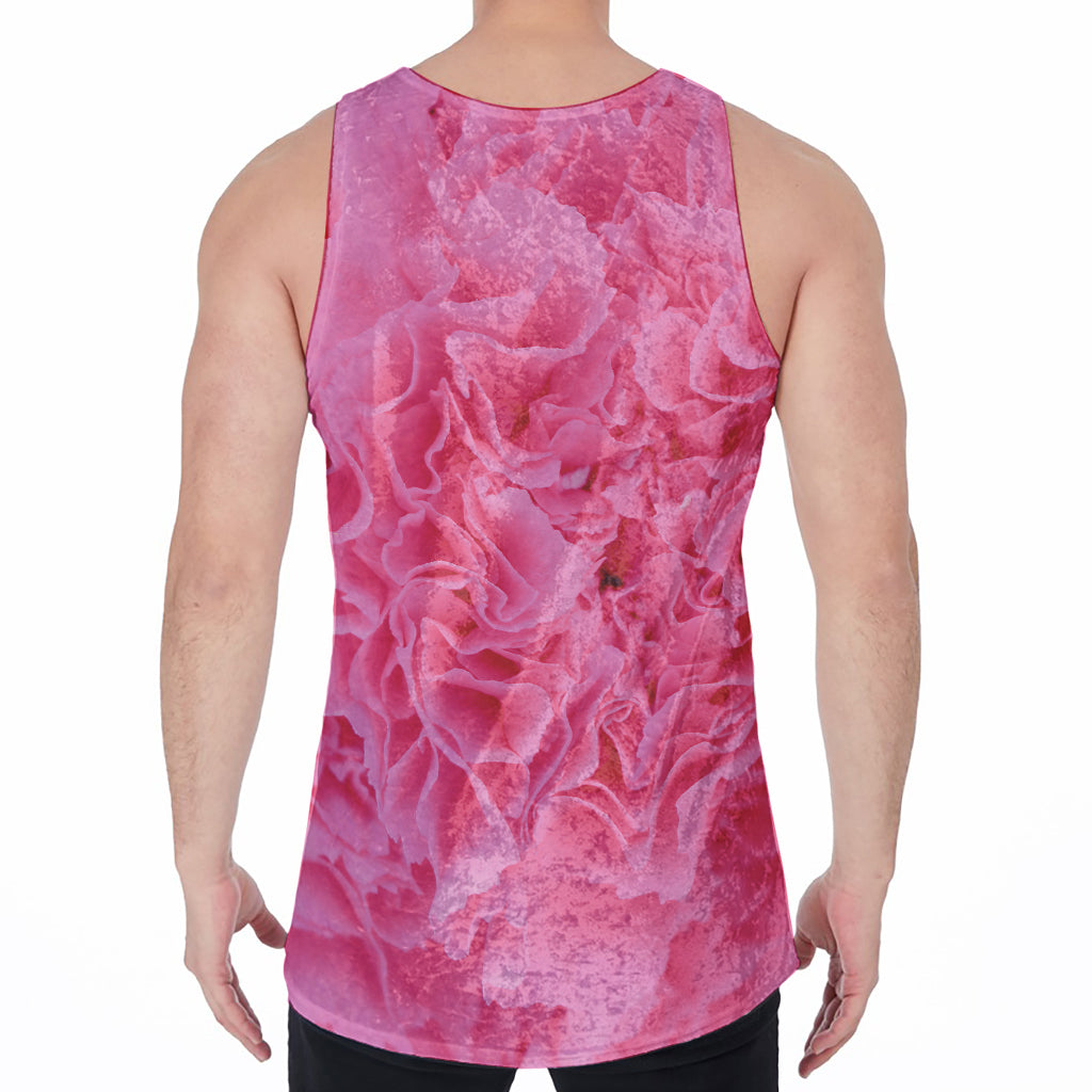 Pink Carnation Flower Print Men's Velvet Tank Top