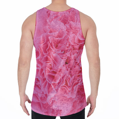 Pink Carnation Flower Print Men's Velvet Tank Top