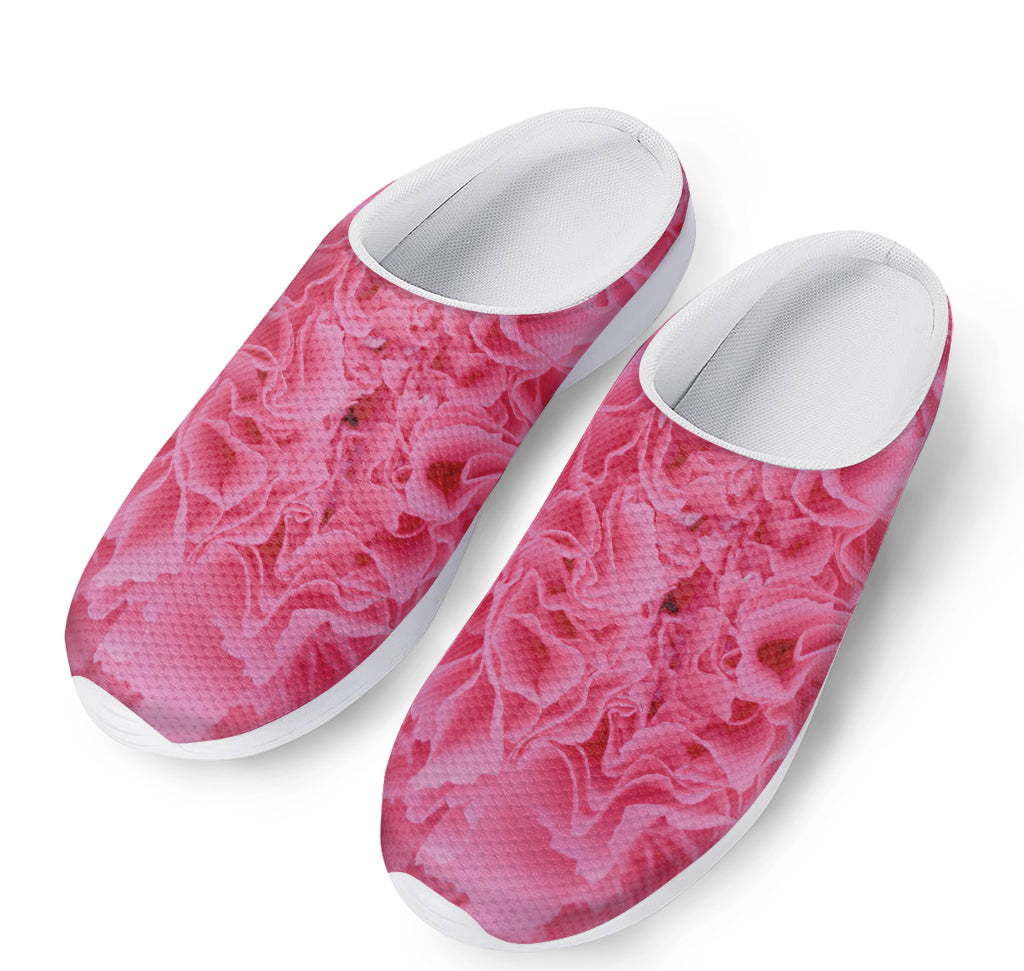 Pink Carnation Flower Print Mesh Casual Shoes