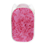Pink Carnation Flower Print Mesh Laundry Hamper