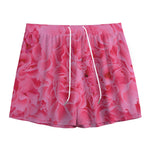 Pink Carnation Flower Print Mesh Shorts