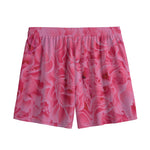 Pink Carnation Flower Print Mesh Shorts