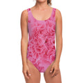 Pink Carnation Flower Print One Piece Swimsuit
