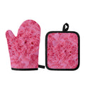 Pink Carnation Flower Print Oven Mitt And Pot Holder Set