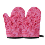 Pink Carnation Flower Print Oven Mitts