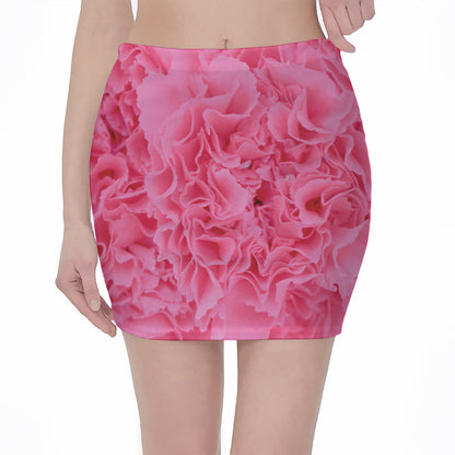 Pink Carnation Flower Print Pencil Mini Skirt
