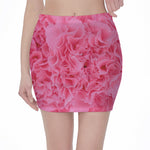Pink Carnation Flower Print Pencil Mini Skirt