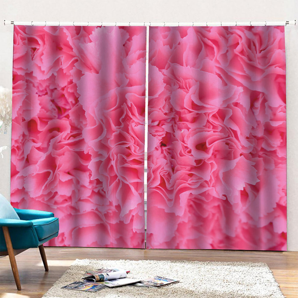 Pink Carnation Flower Print Pencil Pleat Curtains