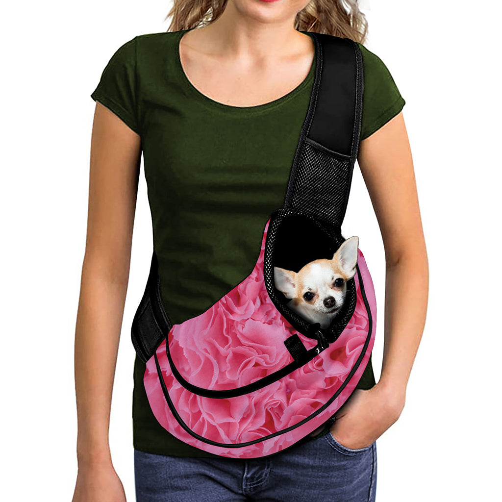 Pink Carnation Flower Print Pet Sling Carrier