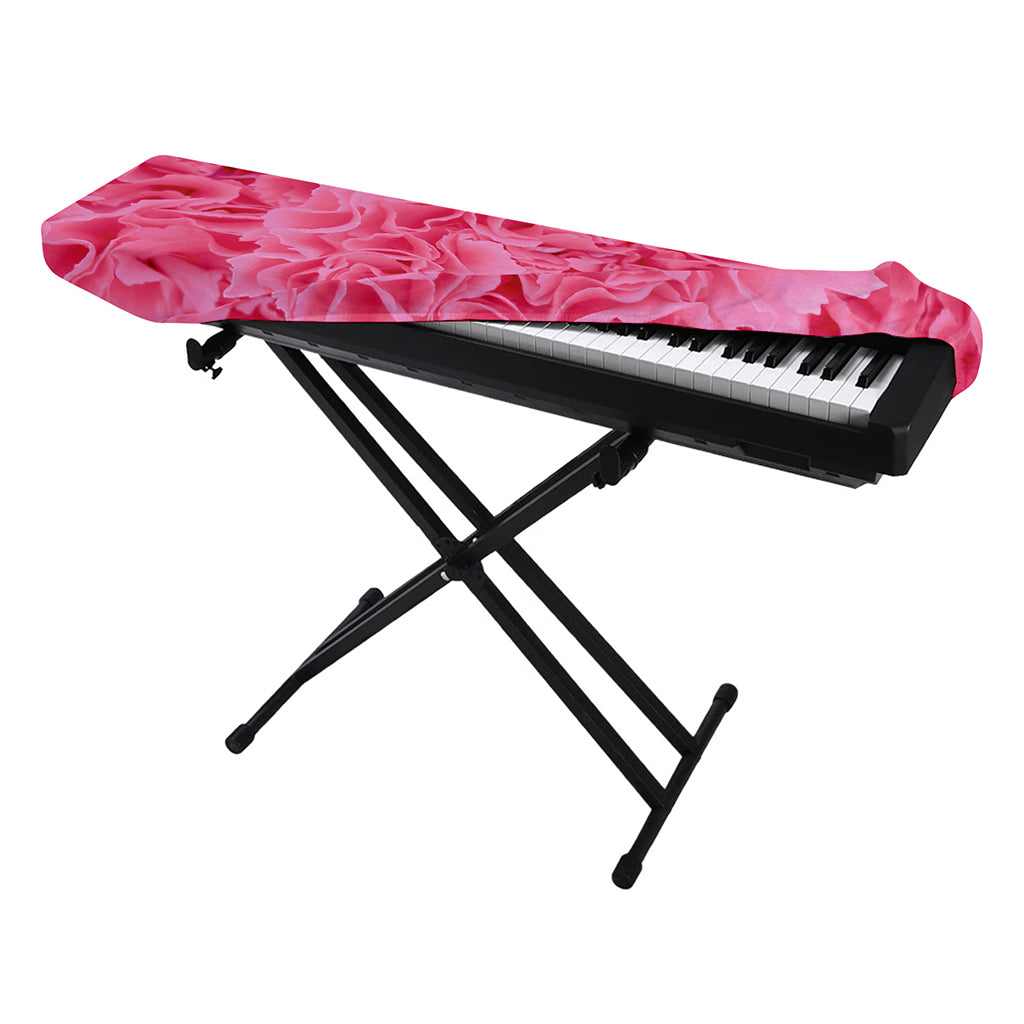 Pink Carnation Flower Print Piano Keyboard Cover