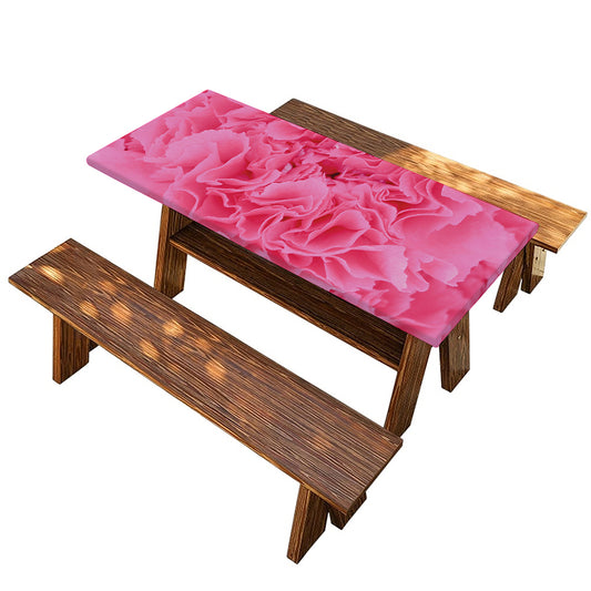 Pink Carnation Flower Print Picnic Table Cover