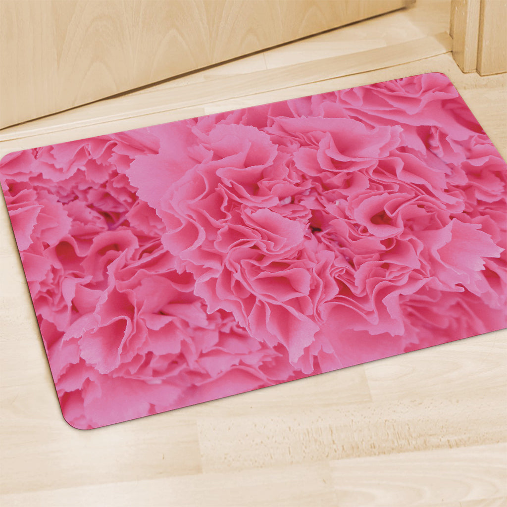Pink Carnation Flower Print Polyester Doormat