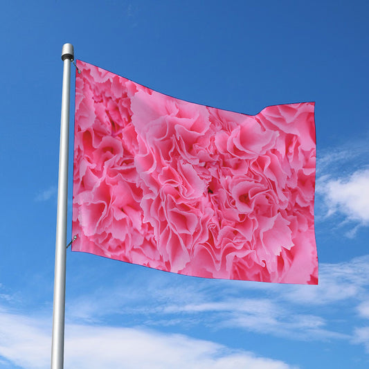 Pink Carnation Flower Print Polyester Flag