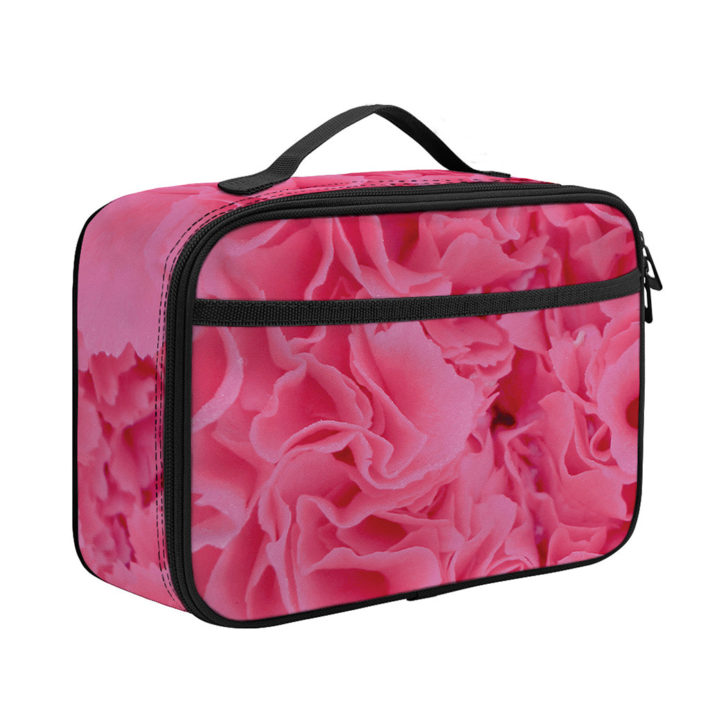 Pink Carnation Flower Print Portable Lunch Bag