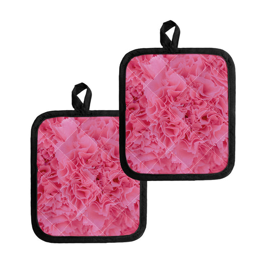 Pink Carnation Flower Print Pot Holders