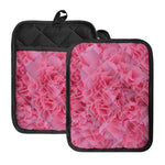 Pink Carnation Flower Print Pot Holders With Pocket