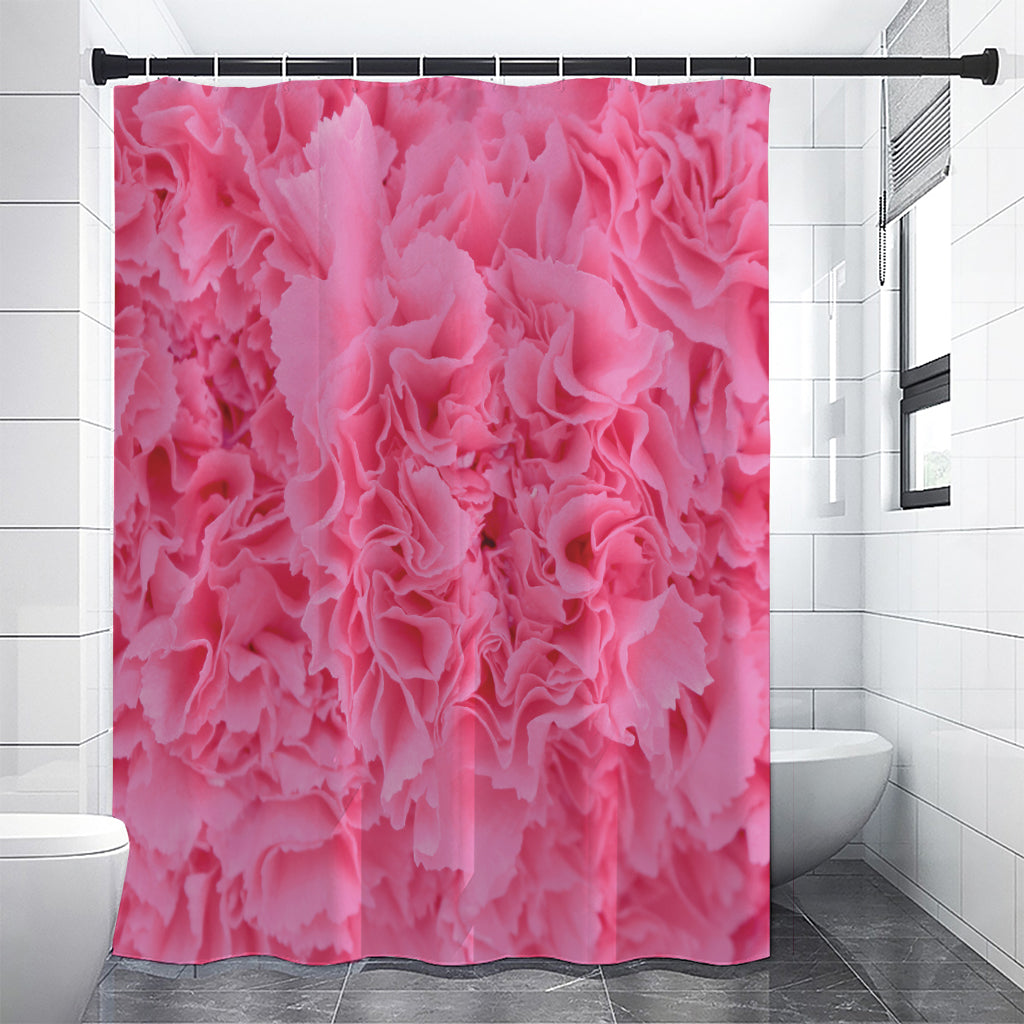Pink Carnation Flower Print Premium Shower Curtain