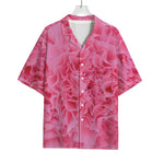Pink Carnation Flower Print Rayon Hawaiian Shirt