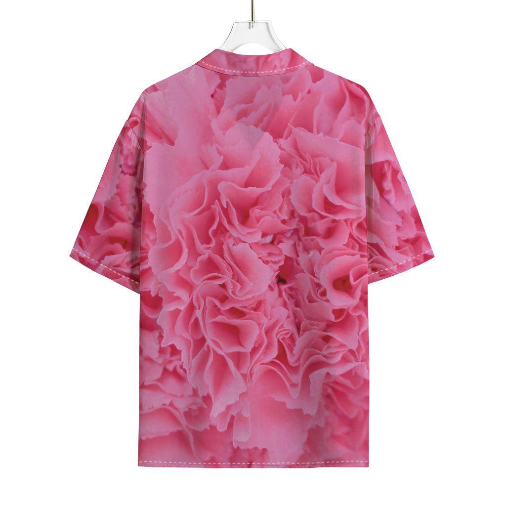 Pink Carnation Flower Print Rayon Hawaiian Shirt