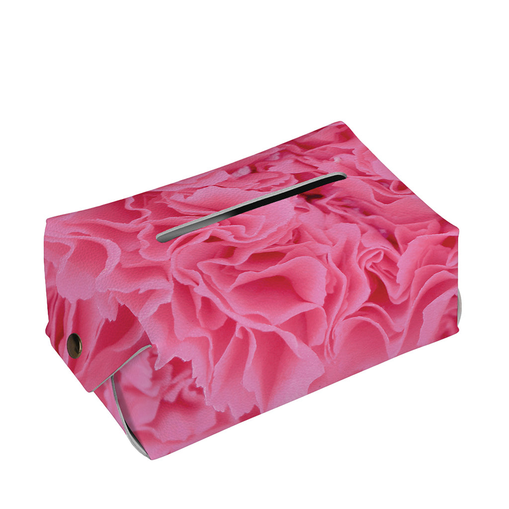 Pink Carnation Flower Print Rectangle Tissue Box Cover