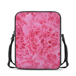 Pink Carnation Flower Print Rectangular Crossbody Bag