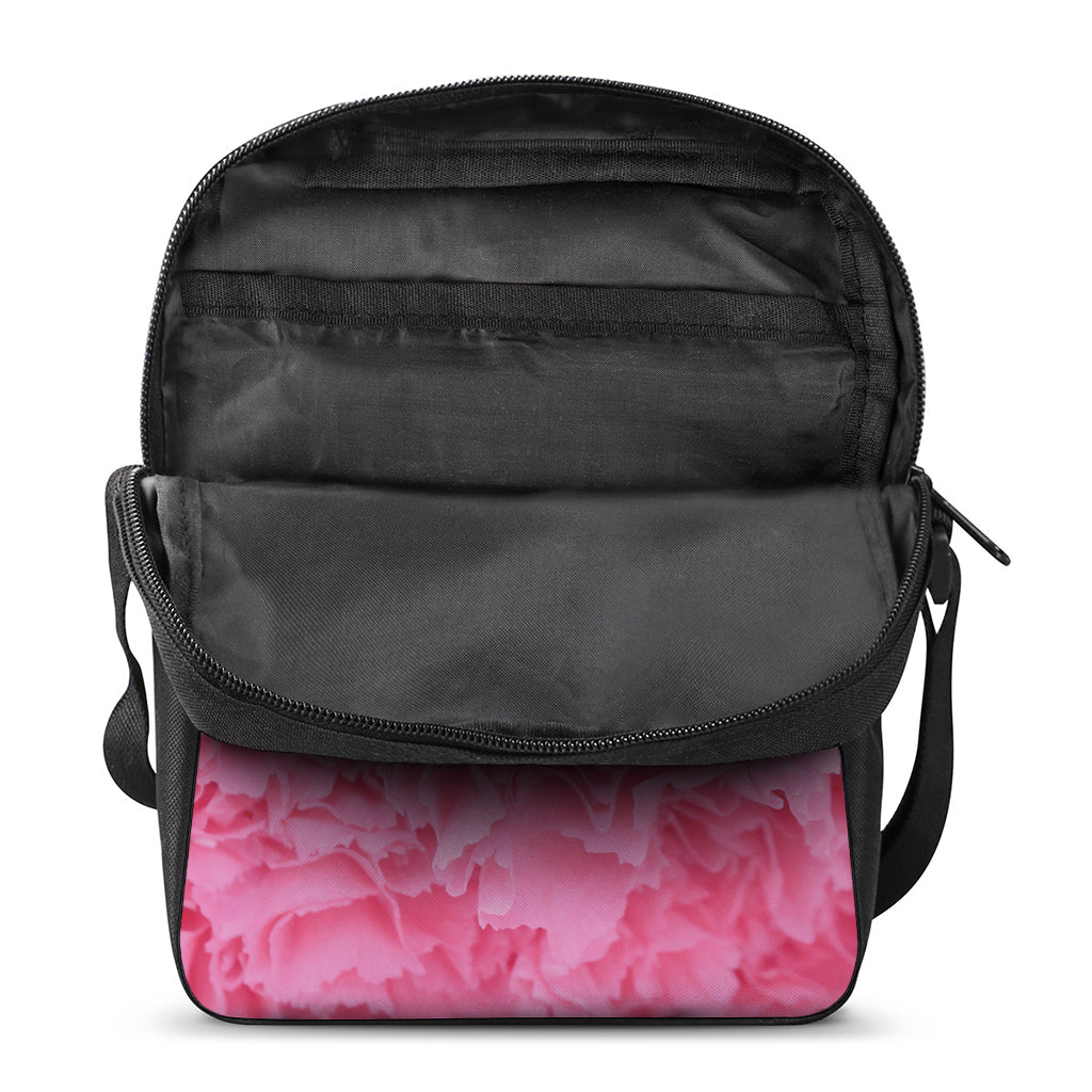 Pink Carnation Flower Print Rectangular Crossbody Bag