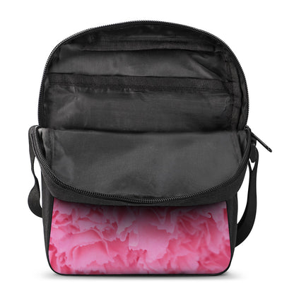 Pink Carnation Flower Print Rectangular Crossbody Bag