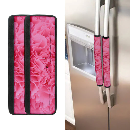 Pink Carnation Flower Print Refrigerator Handle Covers