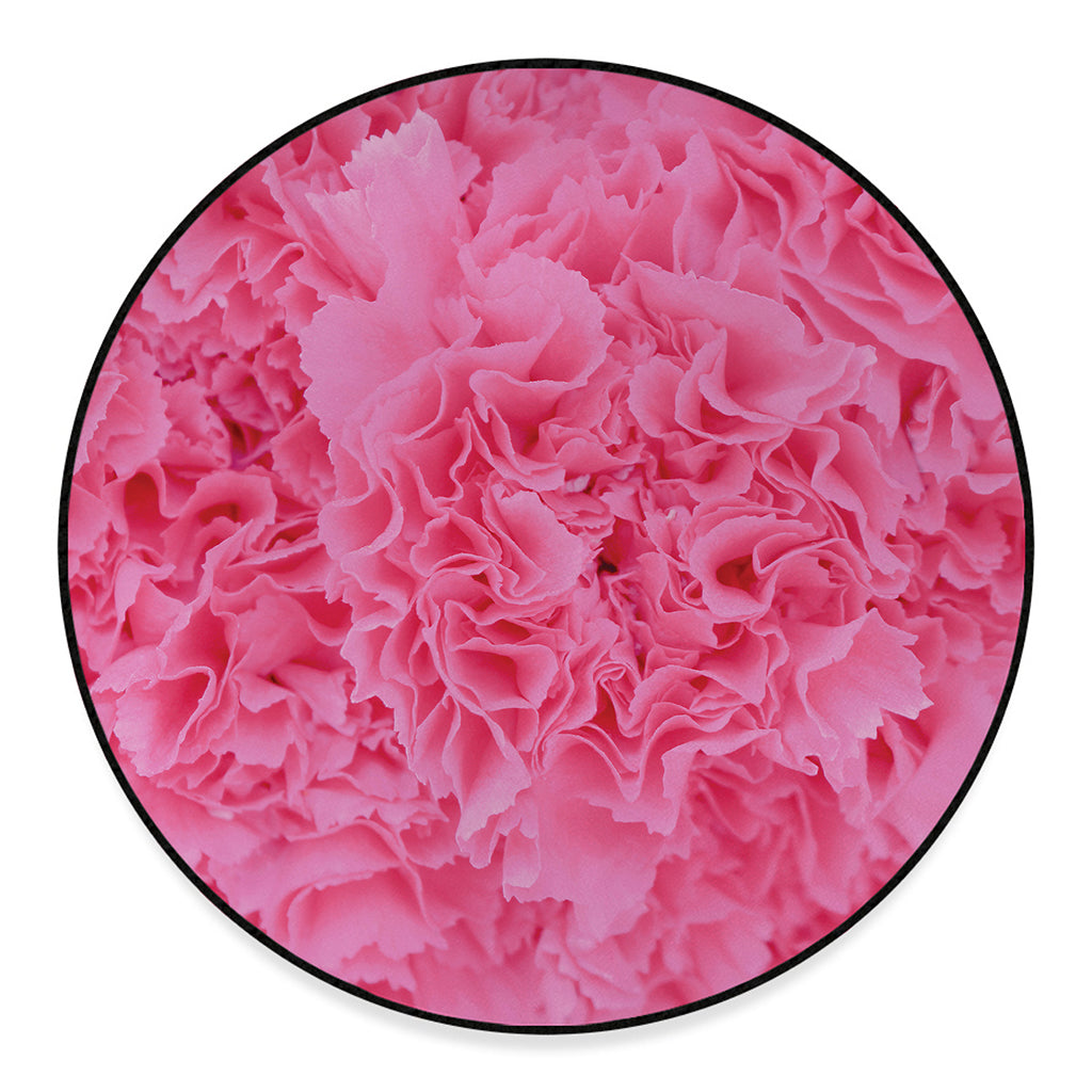 Pink Carnation Flower Print Round Floor Mat