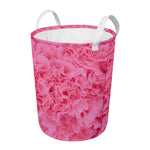 Pink Carnation Flower Print Round Laundry Basket