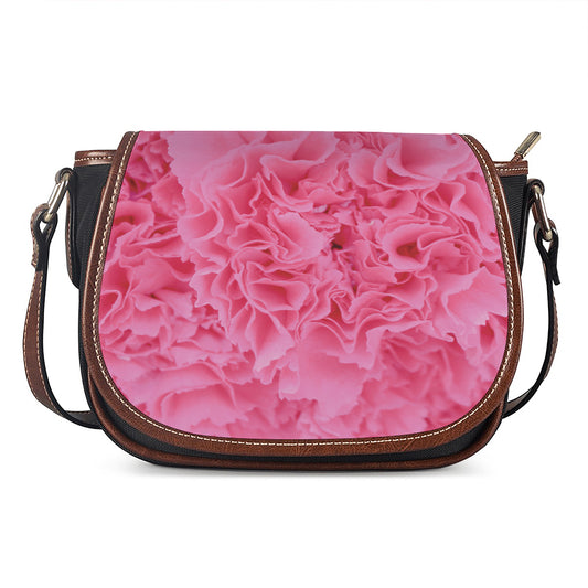 Pink Carnation Flower Print Saddle Bag