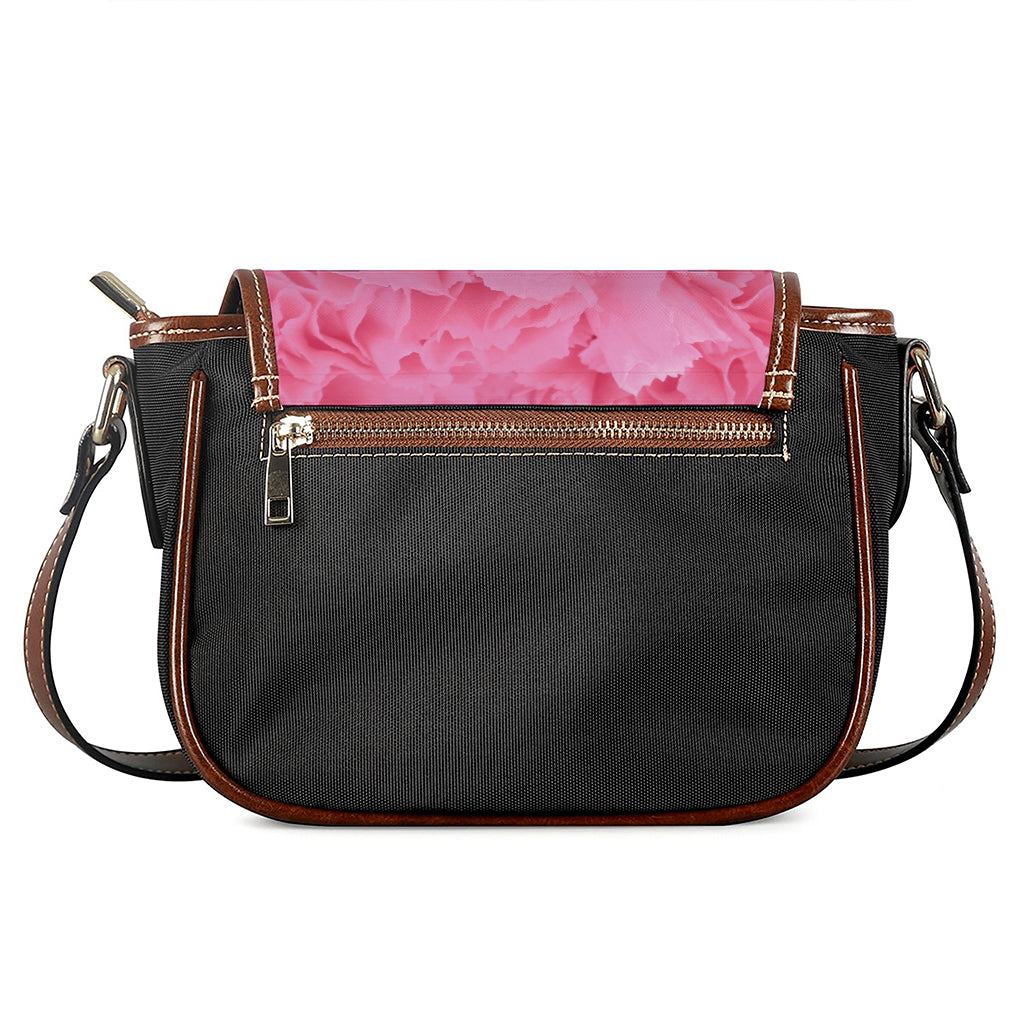 Pink Carnation Flower Print Saddle Bag