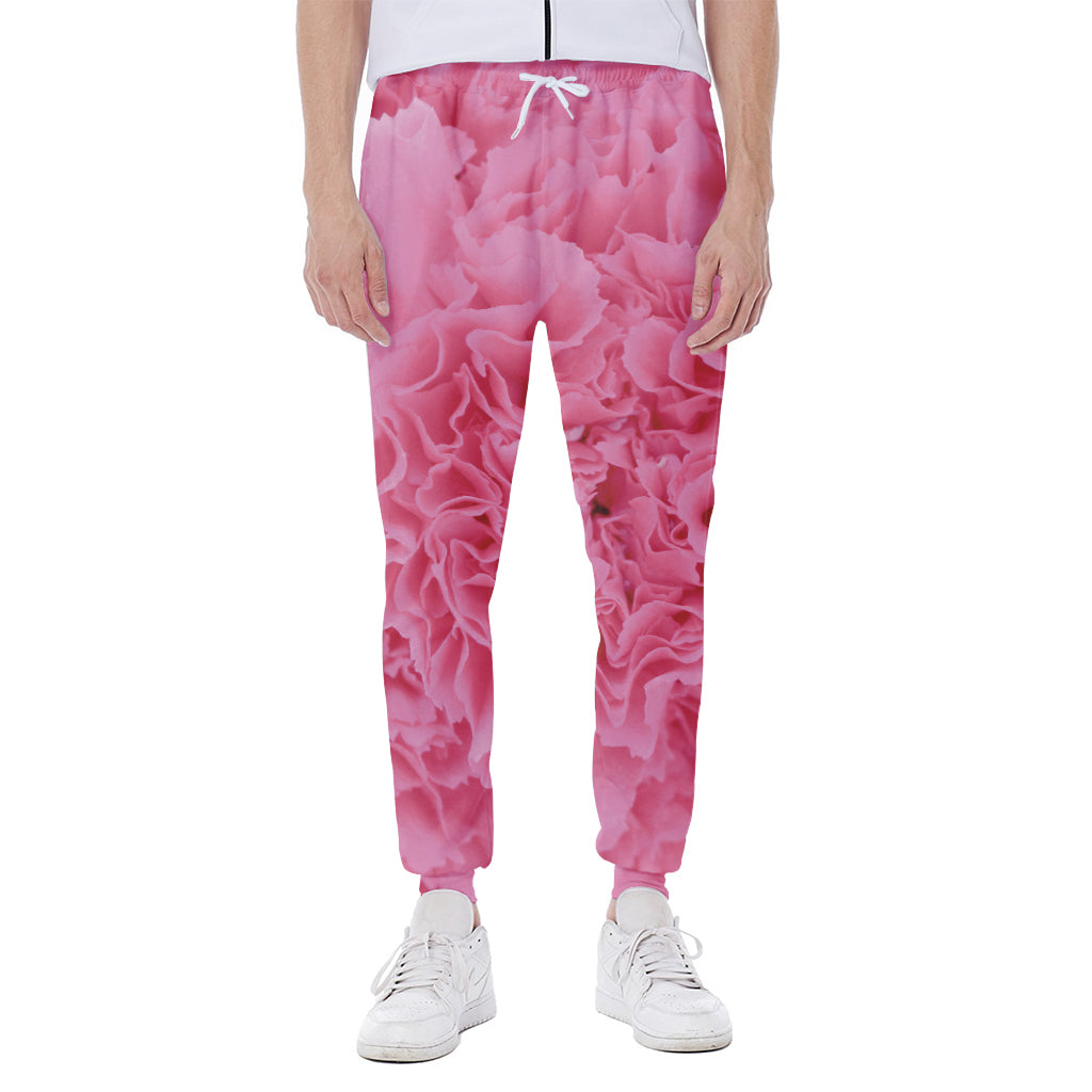 Pink Carnation Flower Print Scuba Joggers