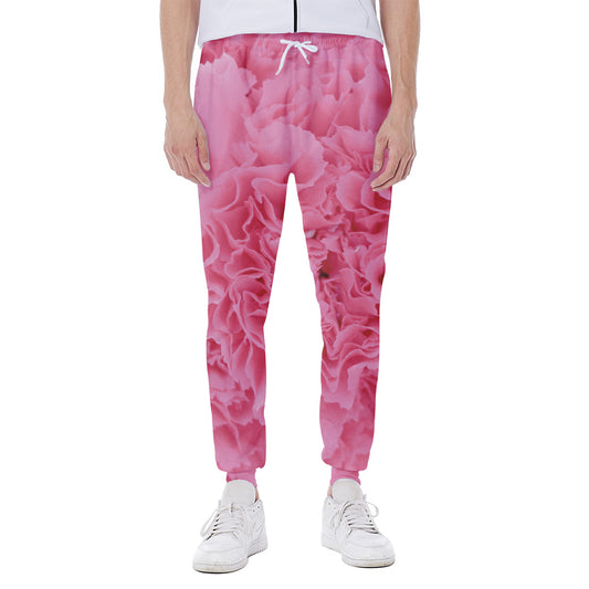 Pink Carnation Flower Print Scuba Joggers